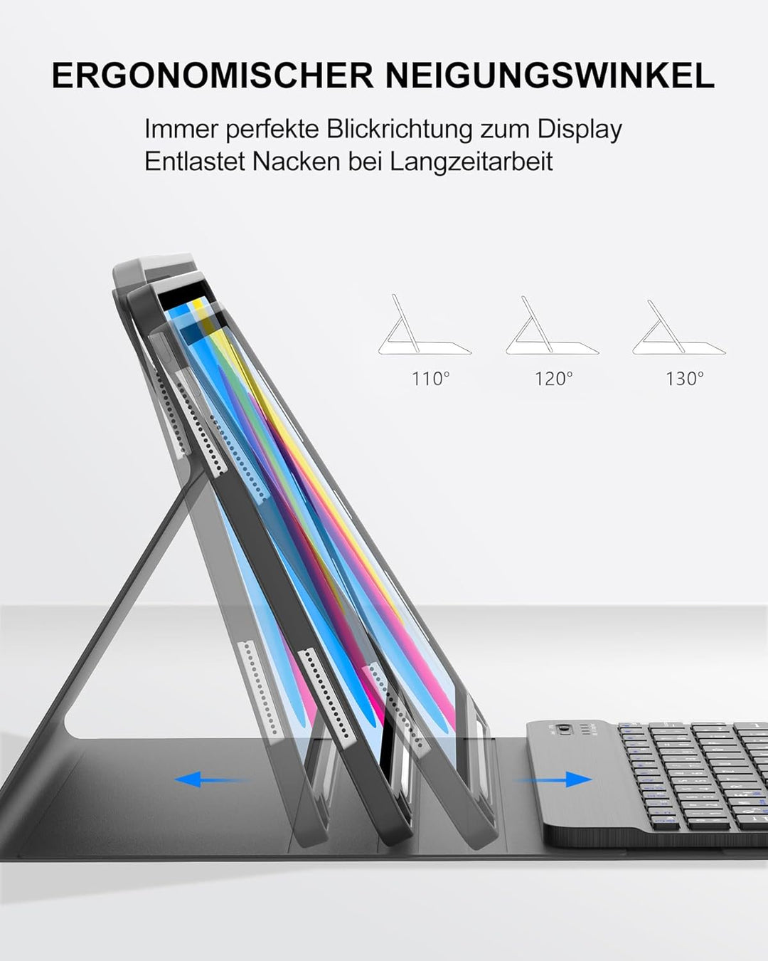 Hülle mit Tastatur für iPad 11/10 Generation (2025/2022, 11/10,9") – Bluetooth 5.0 Keyboard, QWERTZ