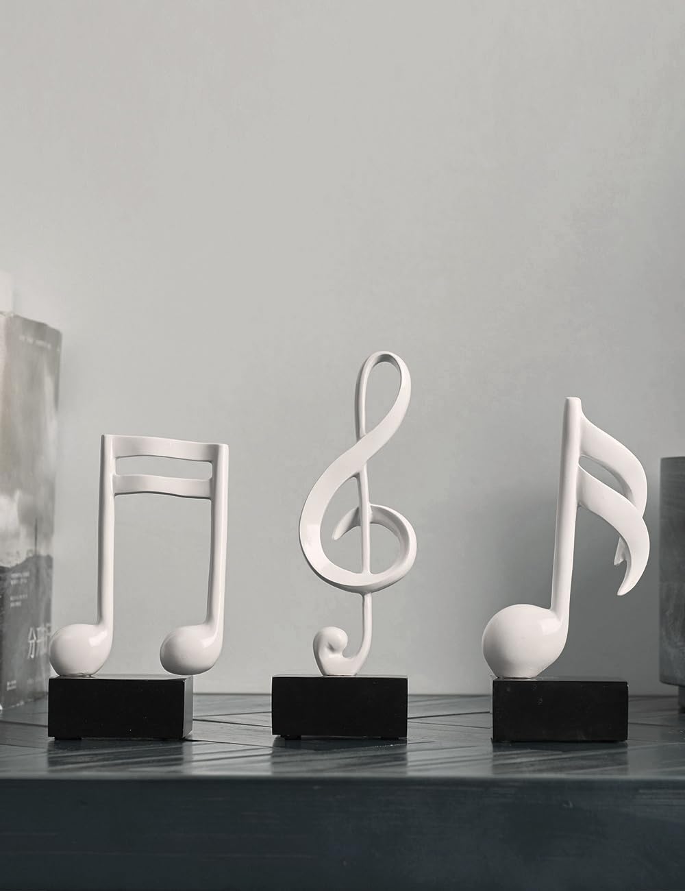 Amoy-Art 3pcs Deko Skulpturen Musik Note Figuren Klavier Statue Modern Arts Wohnzimmer Kunst Polyres