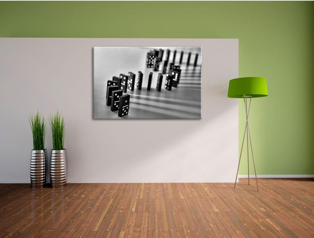 Pixxprint Lange Dominokette als Leinwandbild/Grösse: 100x70 cm/Wandbild/Kunstdruck/fertig bespannt,