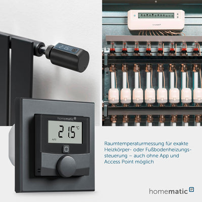 Homematic IP Smart Home Wandthermostat mit Schaltausgang – für Markenschalter, anthrazit, digitales