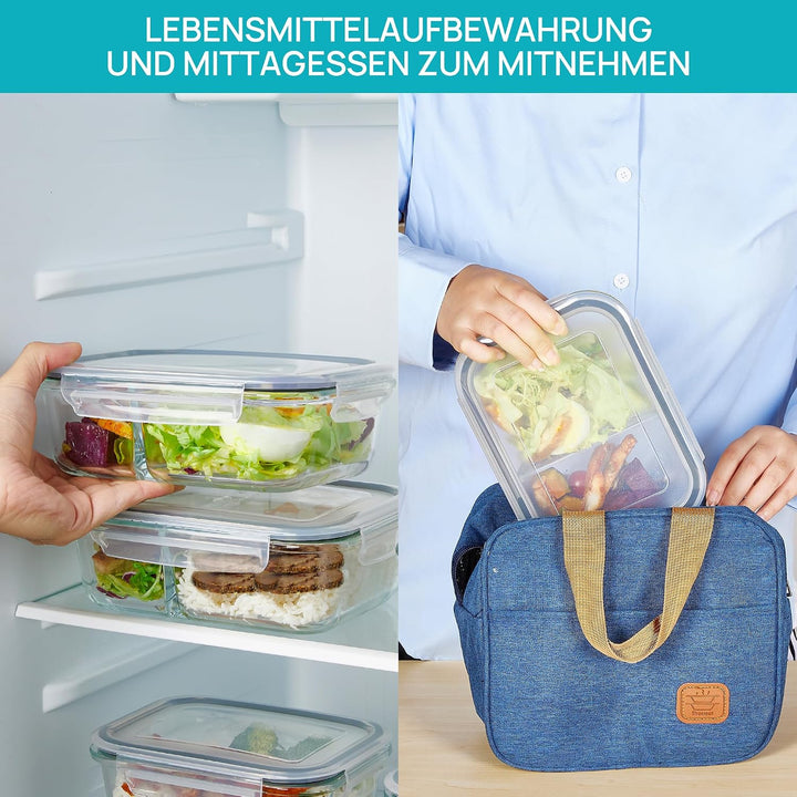Vtopmart 3Pack 975ml Meal Prep Boxen, Glasbehälter mit Deckel, Frischhaltedosen Glas mit Deckel für