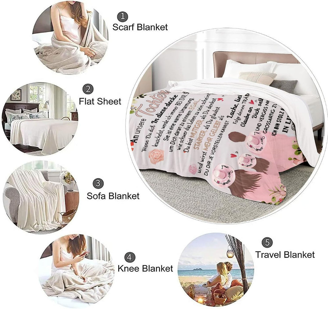 Personalisierte Kuscheldecke An unsere Tochter von Eltern, Mama und Papa zu Positive Ermutigung und