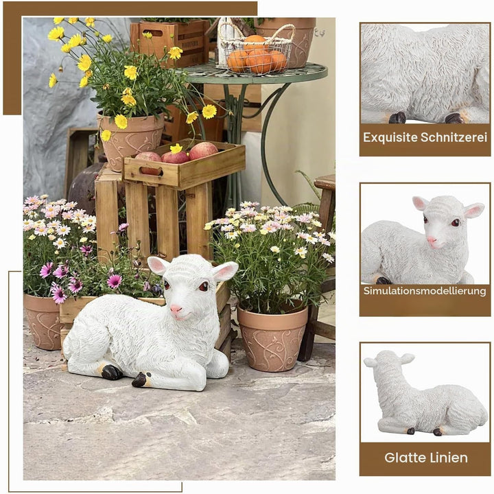 Cyrank Garten-Schaf-Statue, Garten-Ornamente, Lamm-Gartenfigur, Outdoor-Skulptur, Dekoration, Niedli