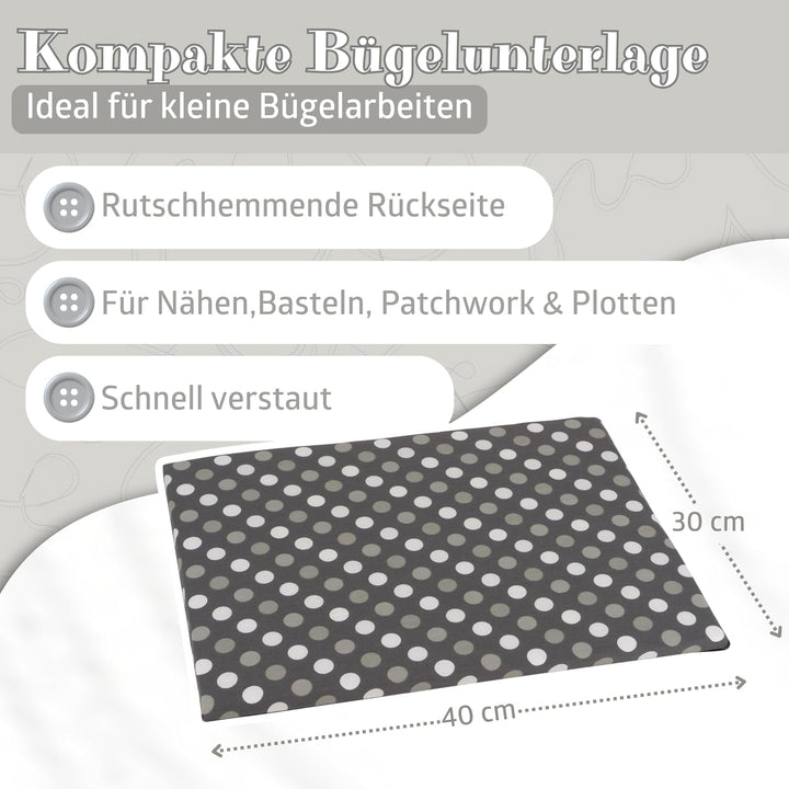 SEMPLIX Bügel Set – Bügelunterlage mit rutschhemmender Rückseite 30 x 40 cm, Mini Bügeleisenablage 1