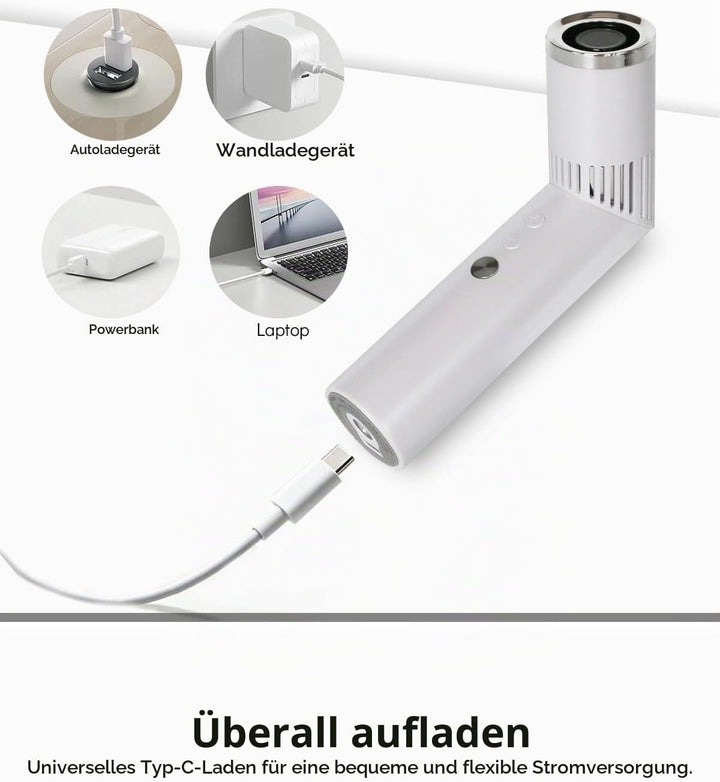 Tragbarer Handventilator, Hand Ventilator Kompakt und Wiederaufladbar, Mini Ventilator mit LED-Displ