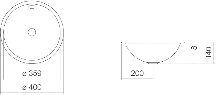 Alape˘ EB.K400 Einbaubecken, Waschbecken aus glasiertem Stahl in weiss mit antibakterieller Oberfläc