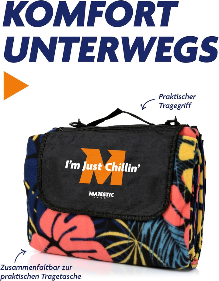 Picknickdecke 200x200 cm Wasserdicht &amp; Sandfrei — Isolierte XXL Stranddecke für 4-6 Personen mit Tra