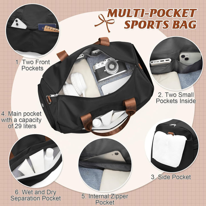 HYC00 Sport Duffel Bag Damen Sporttasche mit Schuhfach Reisetasche Damen Weekender Travel Bag Handge