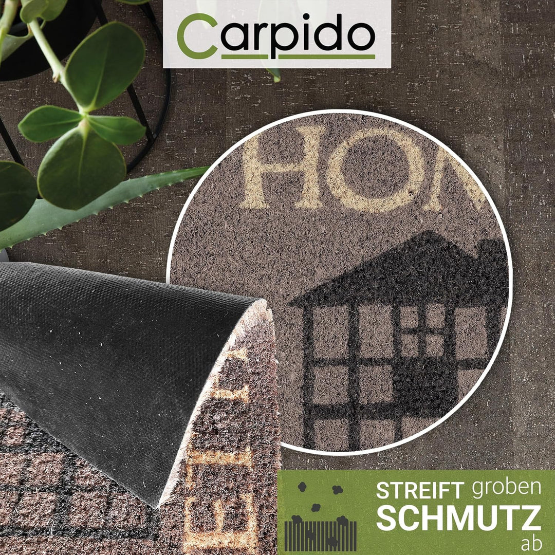 Carpido Fussmatte Kokos Home Sweet Home - Türmatte 40 x 60 cm (Rechteckig) - antibakterielle Eingang