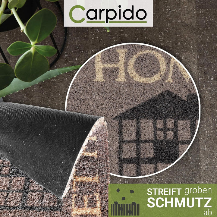 Carpido Fussmatte Kokos Home Sweet Home - Türmatte 40 x 60 cm (Rechteckig) - antibakterielle Eingang
