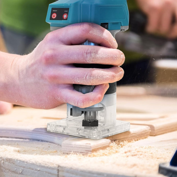 Akku Oberfräse, Einhandfräse Kantenfräse, Bürstenloser Trimmer Für Die Holzbearbeitung, mit 1/4 Zoll