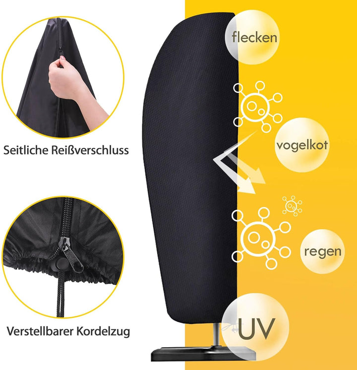 Sonnenschirm Schutzhülle mit Stab, Ampelschirm Schutzhülle 2 bis 4 M Schirmhülle, Wetterfeste, UV-An