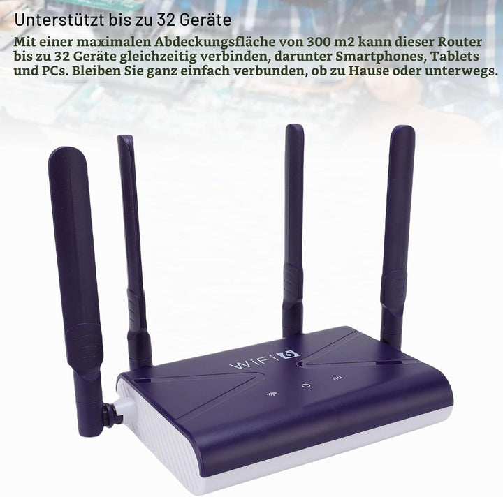 GOWENIC LTE-WLAN-Router 4G 5G CPE-Router mit SIM-Kartensteckplatz und 4 Antennen für Verschiedene Ge