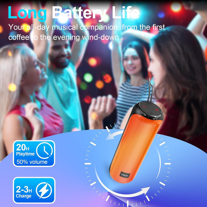 VOCH Tragbarer Bluetooth Lautsprecher mit RGB Licht, 40W Stereo Sound, Bluetooth 5.3, TWS Pairing, I