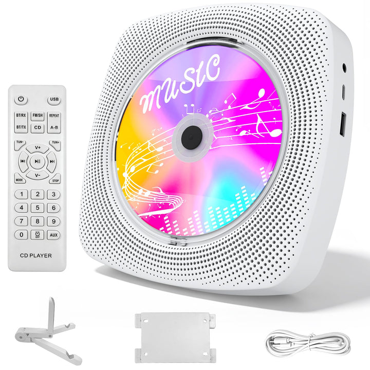 WOLFANG Tragbarer CD-Player WDV04 für Zuhause &amp; Outdoor, Bluetooth-CD-Player mit Lautsprechern, inte