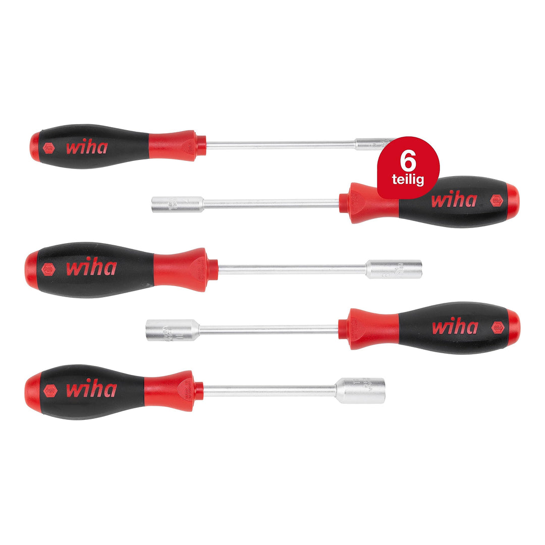 Wiha Schraubendreher Set SoftFinish® Sechskant-Steckschlüssel 5-tlg. ergonomischer Griff für kraftvo