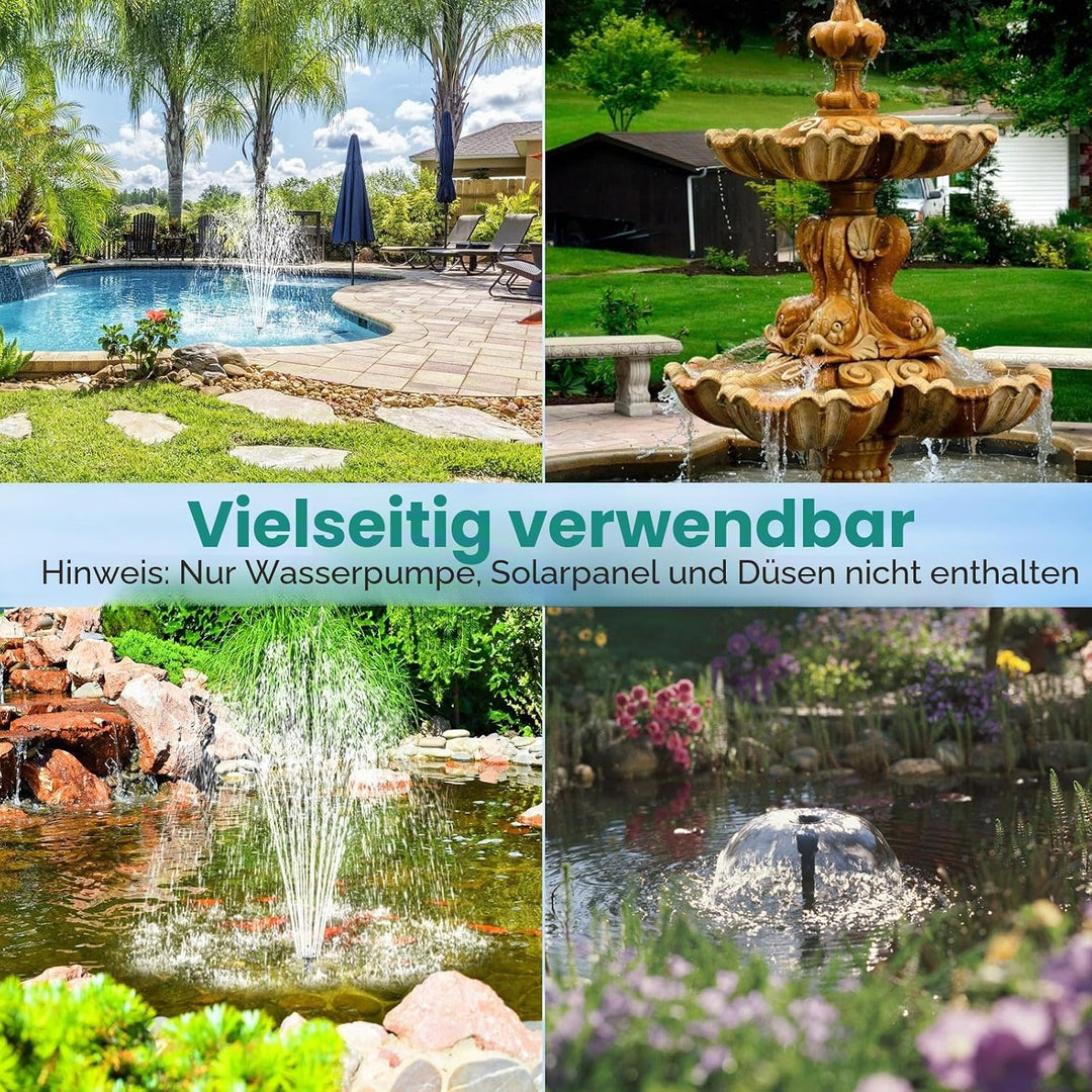 Biling Wasserpumpe 10 W 875 l/h für 12W–20W Solar Teichpumpe mit Filter und Trockenlaufschutz, Solar