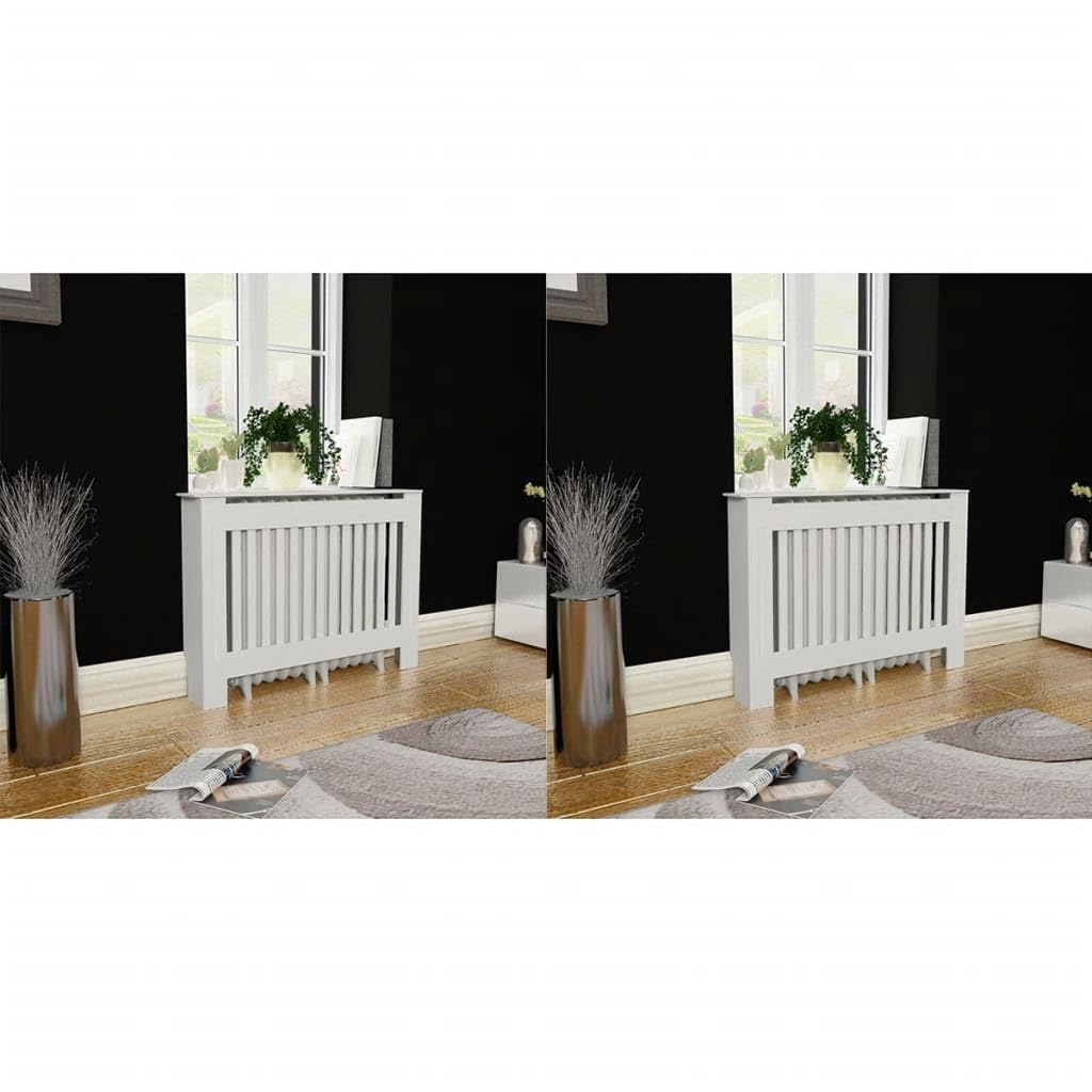 Wohnzimmer 2 Stücke Heizkörper Verkleidung Abdeckung 112x19x81.5 cm MDF Heizkörperabdeckung Dekorati