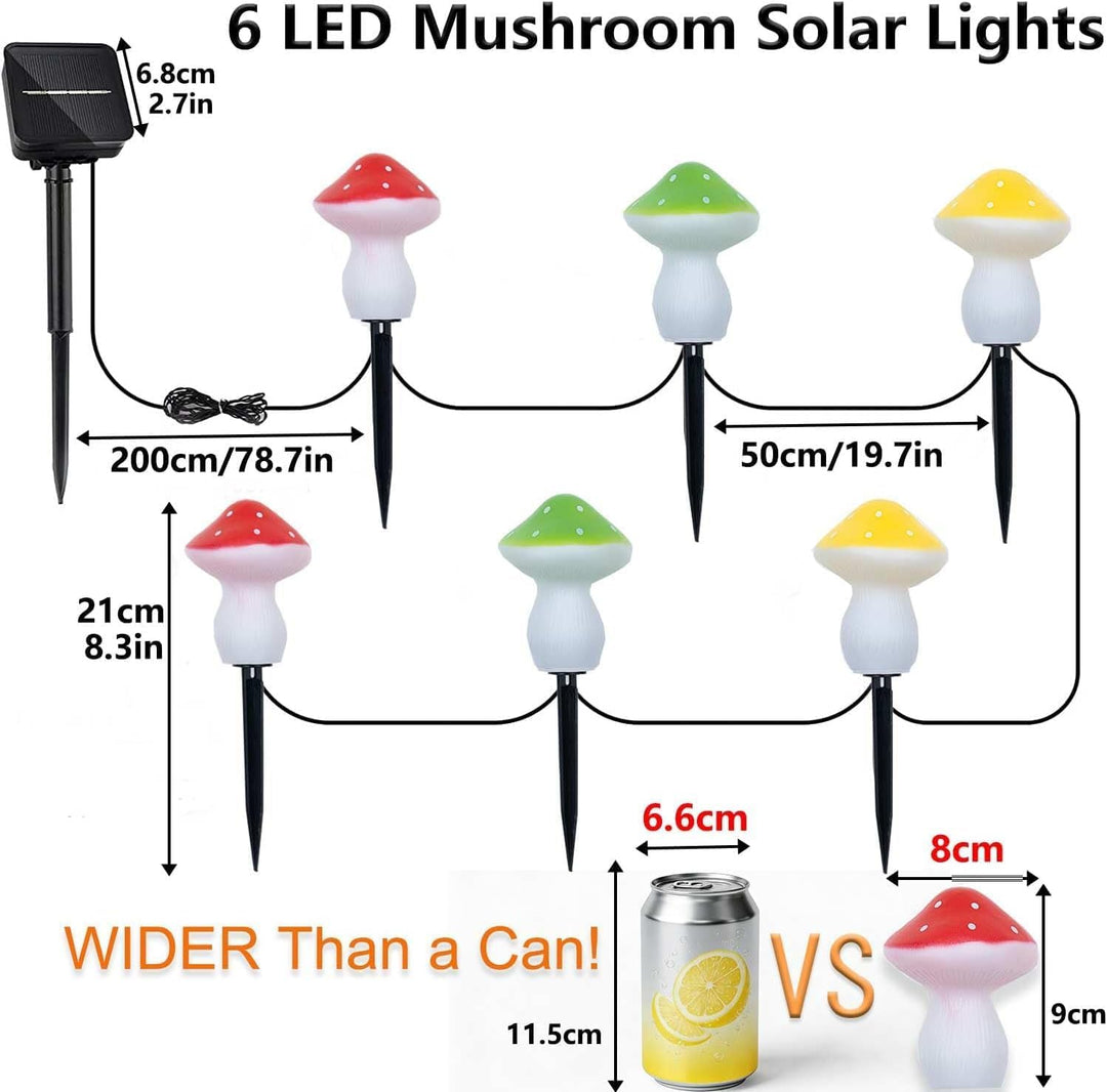 Cozymeow Garten Deko Draussen 6 LED Solar Pilze Deko, 8 Modi Fliegenpilz Wasserdicht solarfiguren fü