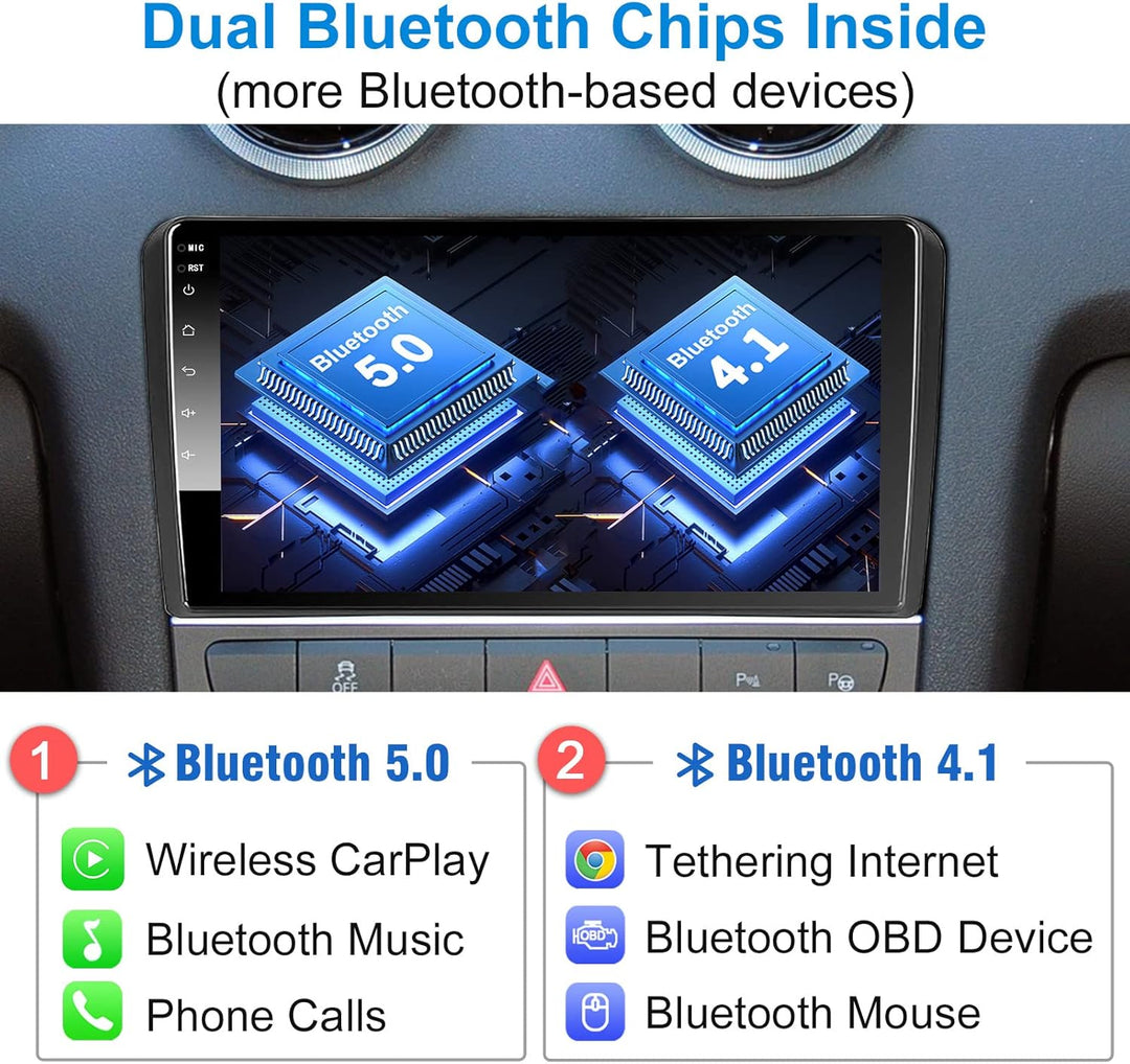 Android Autoradio Wireless CarPlay Wireless Android Auto für Audi_A3 S3 RS3 2GB+32GB 9 Zoll QLED Bil