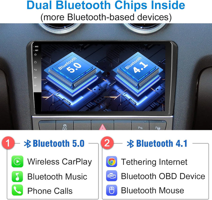 Android Autoradio Wireless CarPlay Wireless Android Auto für Audi_A3 S3 RS3 2GB+32GB 9 Zoll QLED Bil