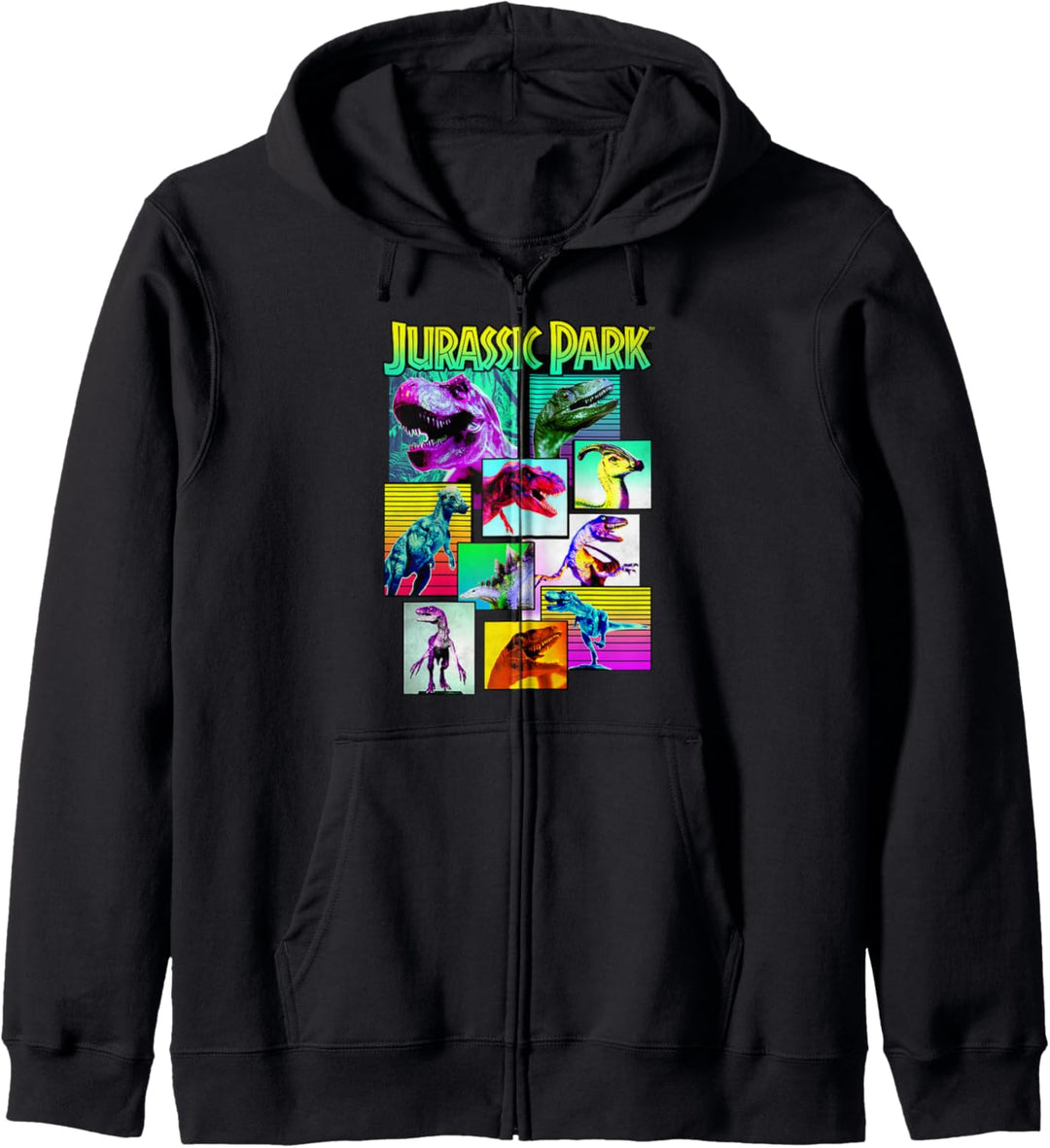 Jurassic Park Dinosaurs Of The Park Neon Retro C1 Kapuzenjacke