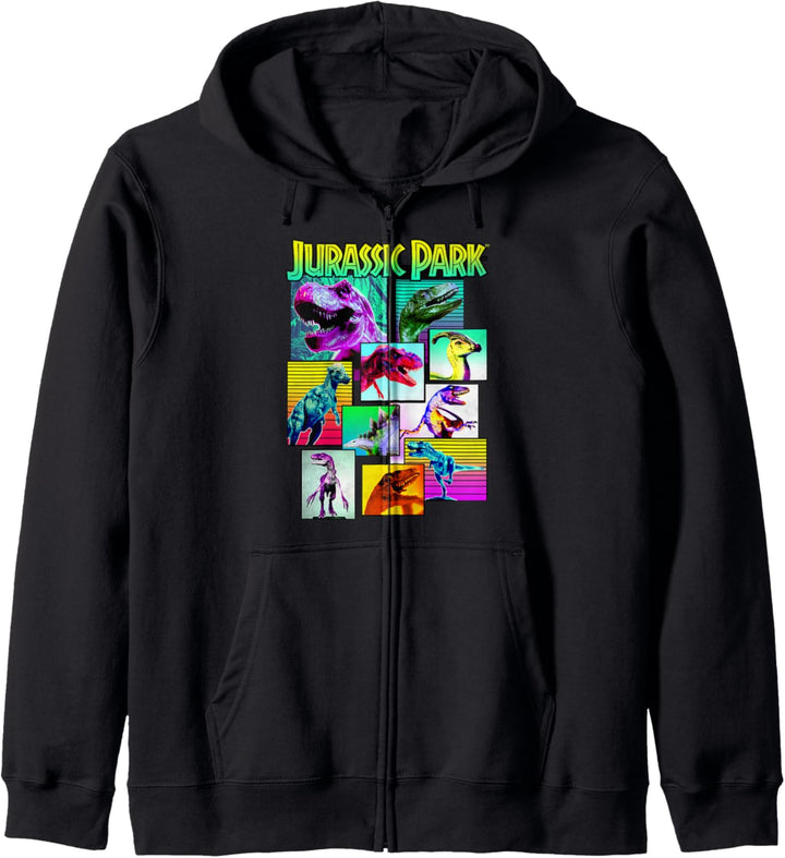 Jurassic Park Dinosaurs Of The Park Neon Retro C1 Kapuzenjacke