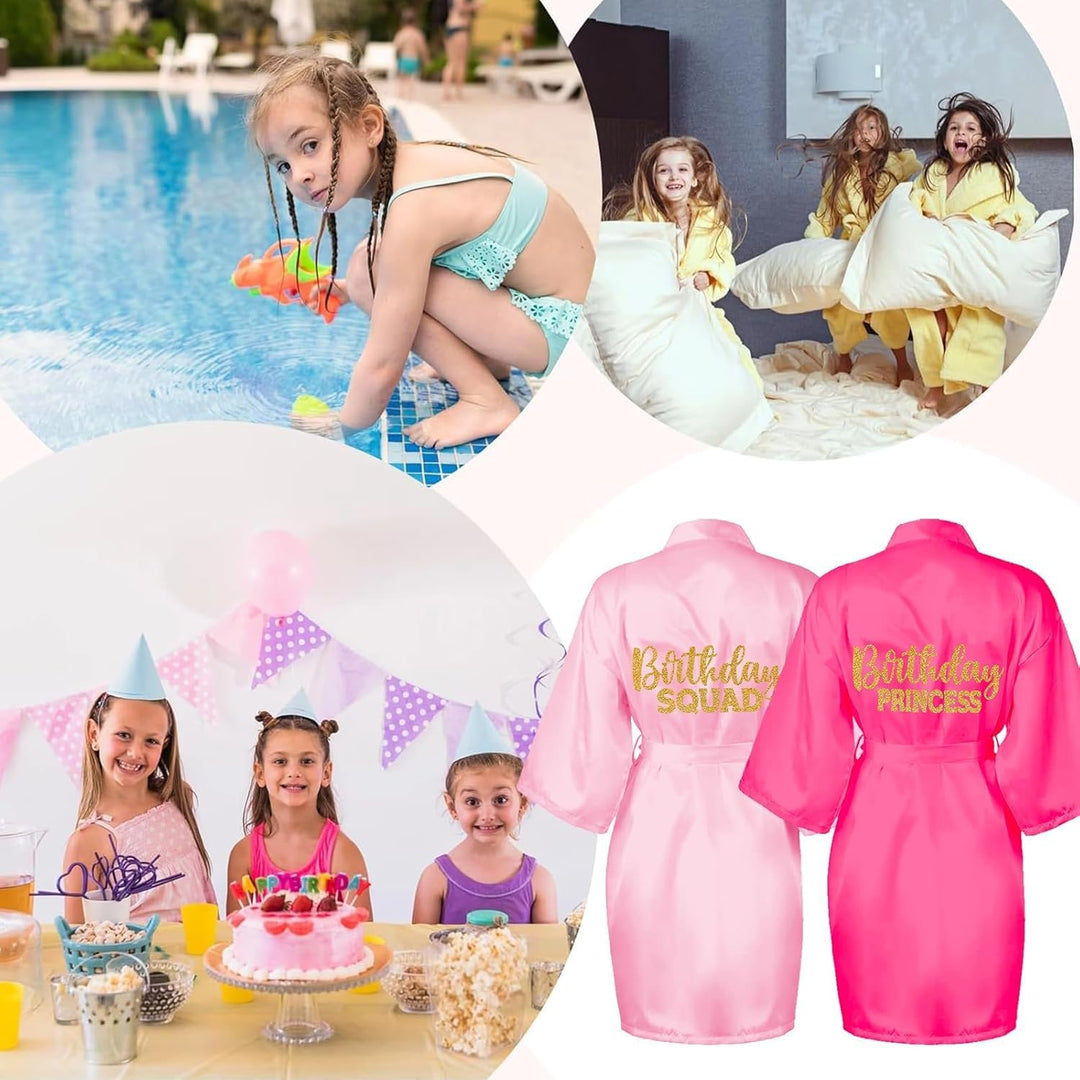 7 Stück Mädchen Geburtstags-Roben, Spa Partys Prinzessinnen-Robe, Satin-Kimono-Robe für Mädchen und