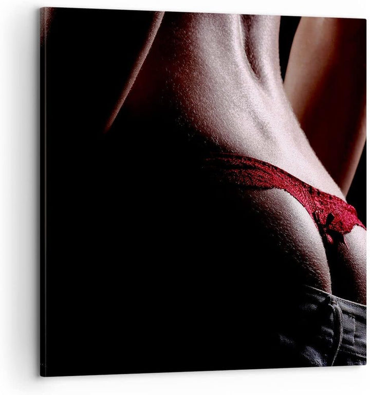 Bilder auf Leinwand Frau Körper String Leinwandbild mit Rahmen 60x60cm Wandbilder Dekoration Wohnzim