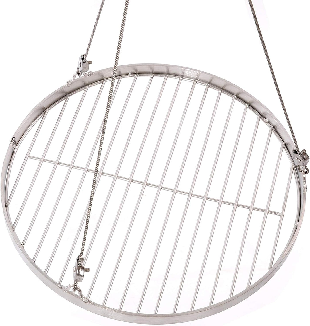 37 cm Grillrost Edelstahl für Schwenkgrill 3 Bein BBQ Grill Rost mit Seil 14 mm Stababstand