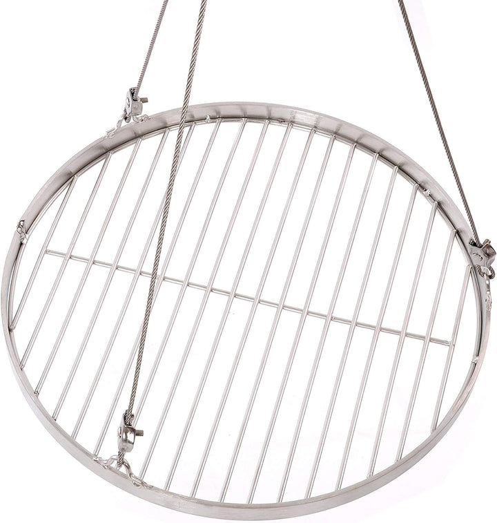 37 cm Grillrost Edelstahl für Schwenkgrill 3 Bein BBQ Grill Rost mit Seil 14 mm Stababstand