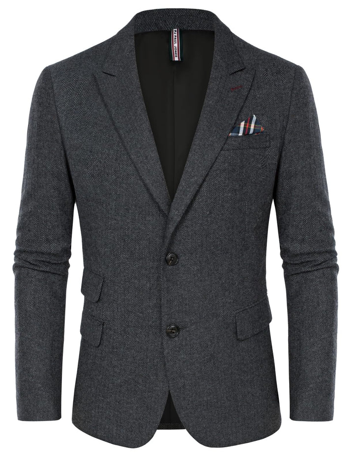 PJ PAUL JONES Sakko Herren Vintage British Blazer 2 Knöpfe Business Anzugjacke Tweed Sakko S Dunkelg