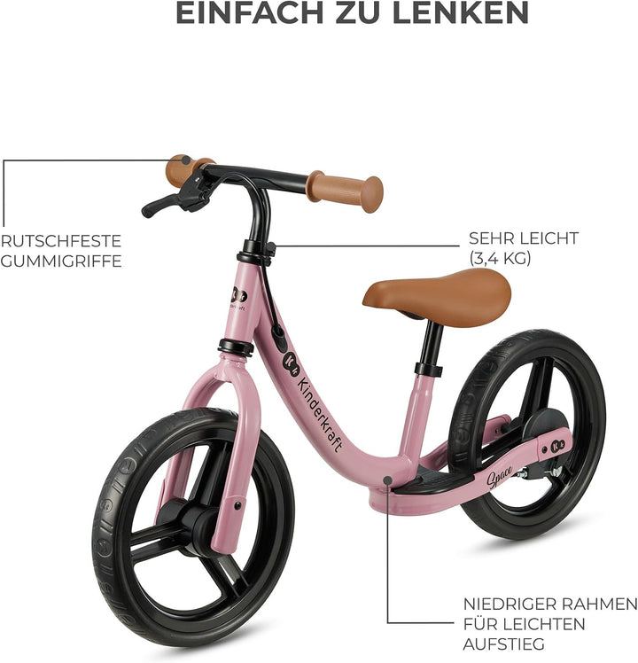 Kinderkraft SPACE2 Laufrad, Lernlaufrad, Kinderlaufrad, Höhenverstellbarer Sattel, 12 Zoll Räder, Me