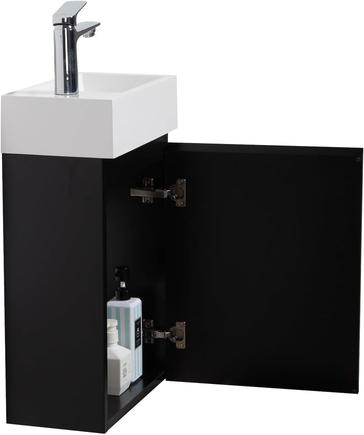 WC Badmöbel Angela 40x22 cm Matt schwarz - Schrank Waschbecken Badezimmer Toilette Mat Schwarz 40cm,