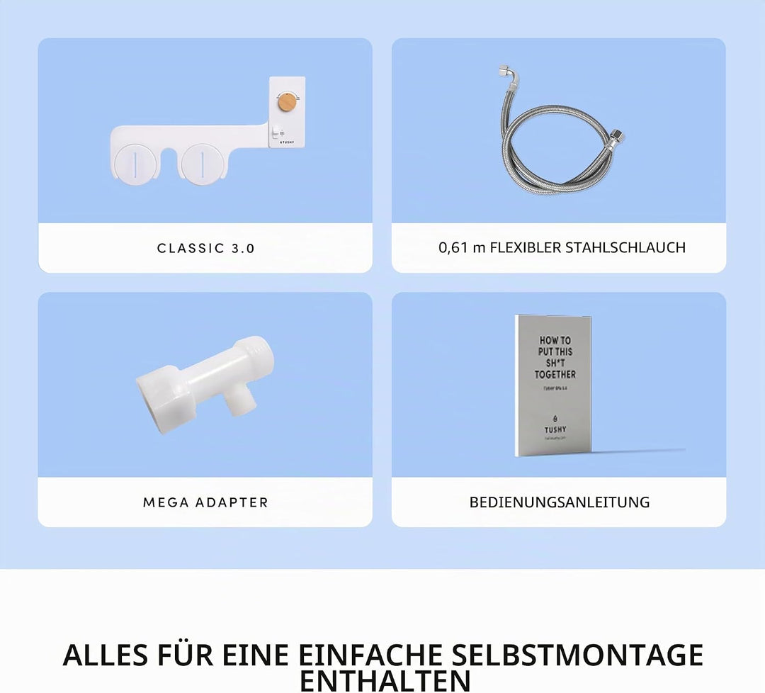 TUSHY Classic 3.0 Bidet-Toilettensitz-Aufsatz, nicht elektrischer, selbstreinigender Wassersprüher m