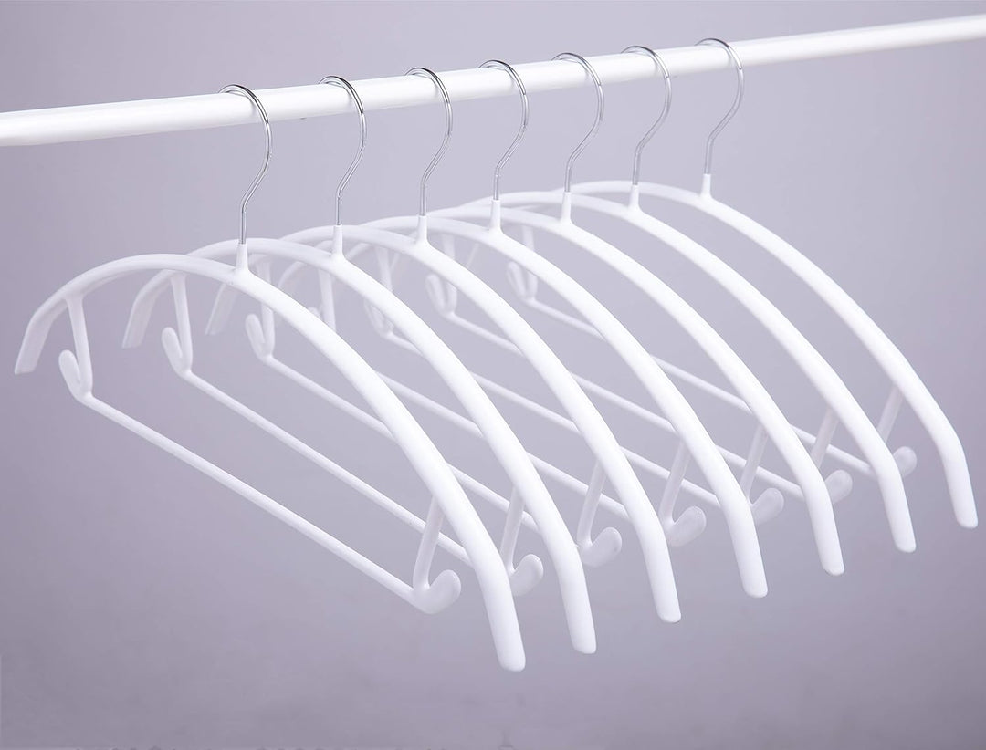 Kleiderbügel aus Metall, 10 Stück, weiss, 42 cm, Anti-Rutsch-Gummibeschichtung verhindert Schulterbe