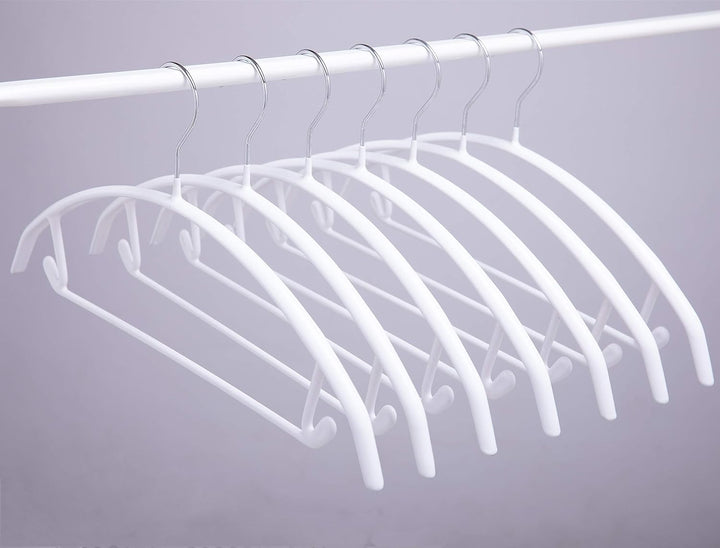 Kleiderbügel aus Metall, 10 Stück, weiss, 42 cm, Anti-Rutsch-Gummibeschichtung verhindert Schulterbe