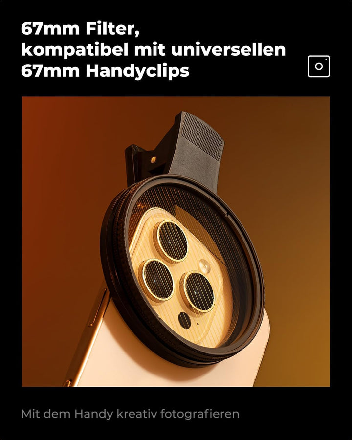 K&F CONCEPT Gold Streak Anamorpher Effekt Filter 67mm Gold Streifenfilter Anamorphic Light Flare Eff