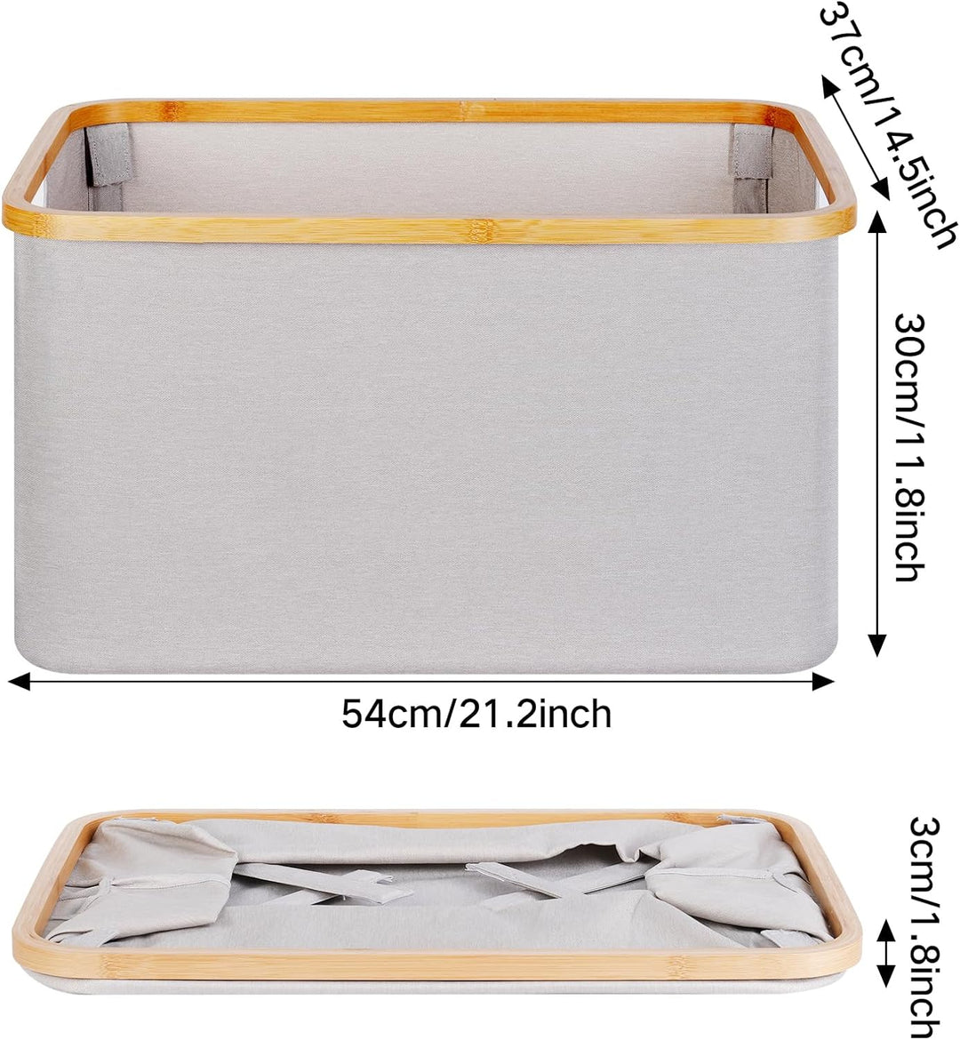 efluky Faltbarer Wäschekorb 60L , Bambus Stoff Faltbarer Storage Basket, Aufbewahrung Klappbar Wäsch