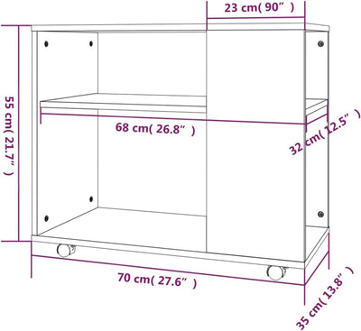 Tidyard Beistelltisch Couchtisch mit 2 Ebenen 4 Rollen Wohnzimmertisch Sofatisch Kaffeetisch Teetisc