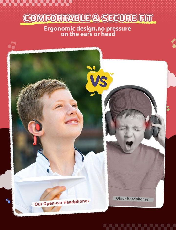 iClever OWS01 Bluetooth Kopfhörer Kinder mit Luftleitung 360° Biegung | SafeSound Tech, Offenes Ohr,