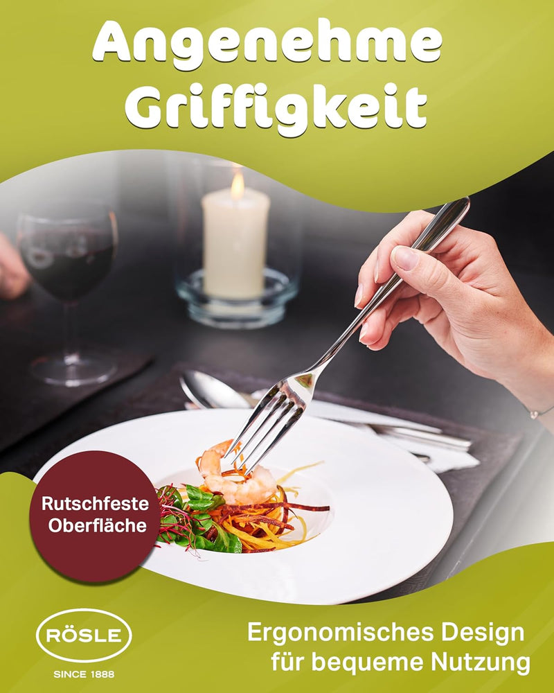 RÖSLE PASSION Besteck-Set 60-teilig, Hochwertiges Essbesteckset für 12 Personen aus Edelstahl 18/10,