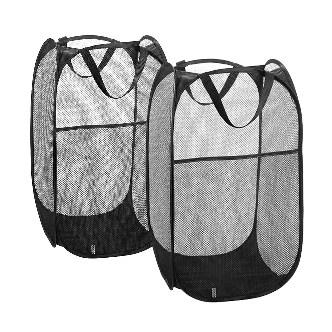 2 Stück Gross Netz-Wäschekorb Faltbar, Laundry Basket Mesh Pop up, Faltbarer Netz-Wäschekorb mit Rob