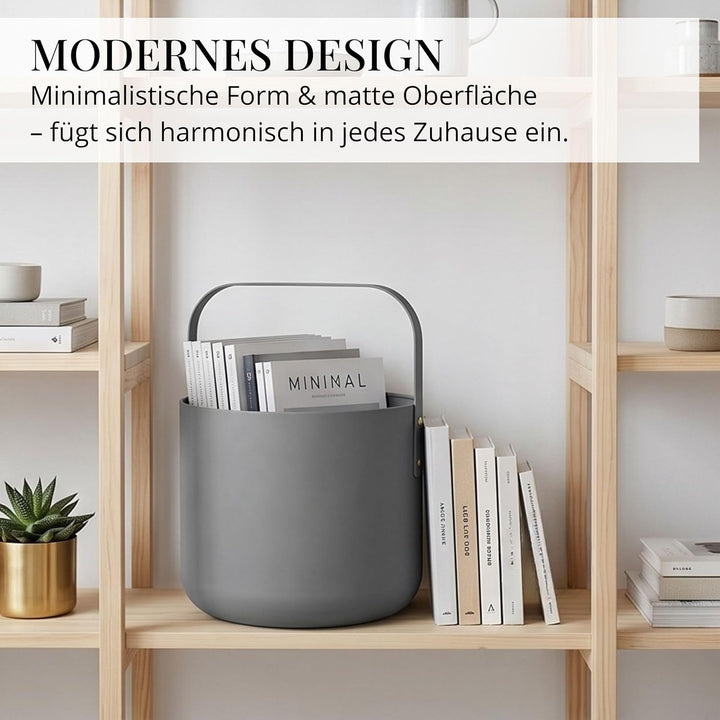 LIVLIG Design Kaminholzkorb Metall, Holzkorb für Kaminholz mit Henkel, Grosser Korb für Kaminholz 36