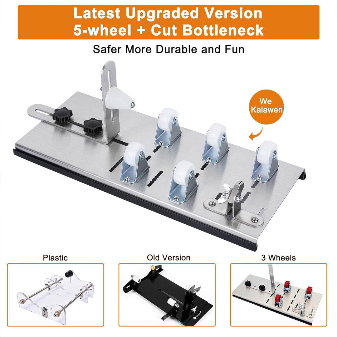 Kalawen Flaschenschneider 5 Verstellbares Rad Glasschneider für Flaschen Set Edelstahl Bottle Cutter