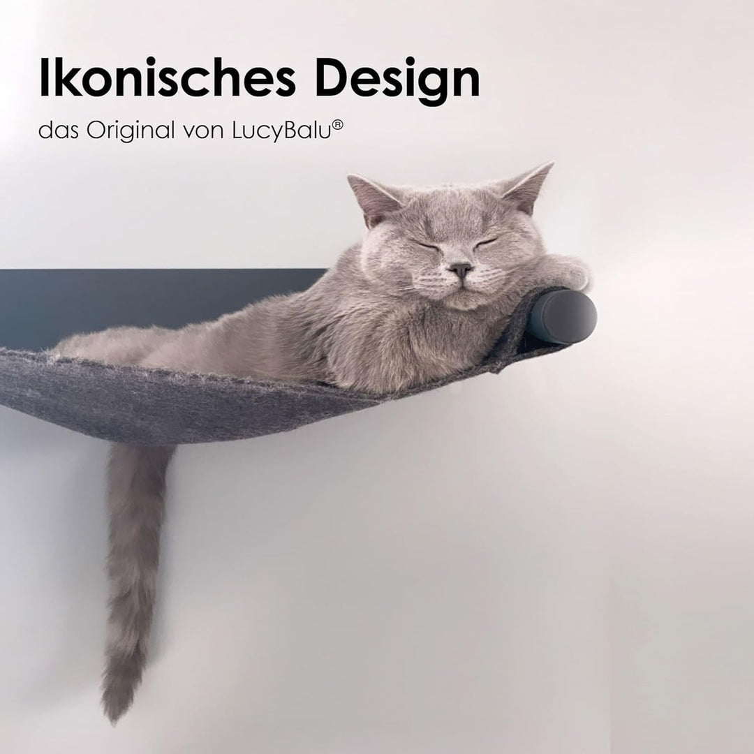 LucyBalu® Katzenhängematte mit natürlichem Filz | Hängematte für Katzen als Katzenbett an der Wand I
