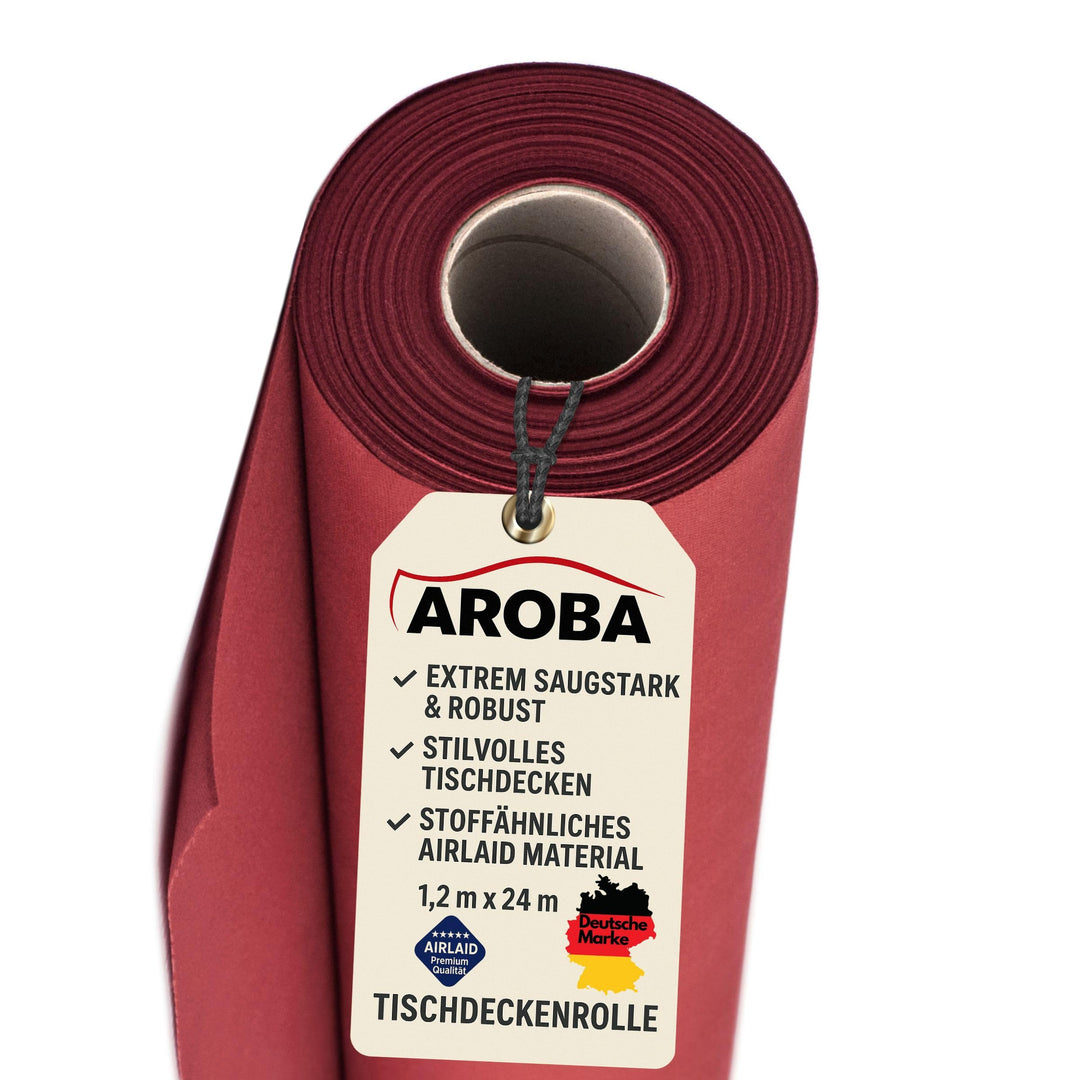 AROBA 1x Airlaid Tischdeckenrolle (Rot, 1,2 m x 24 m) - Stoffähnliche Tischdecke - Hochwertige Tisch