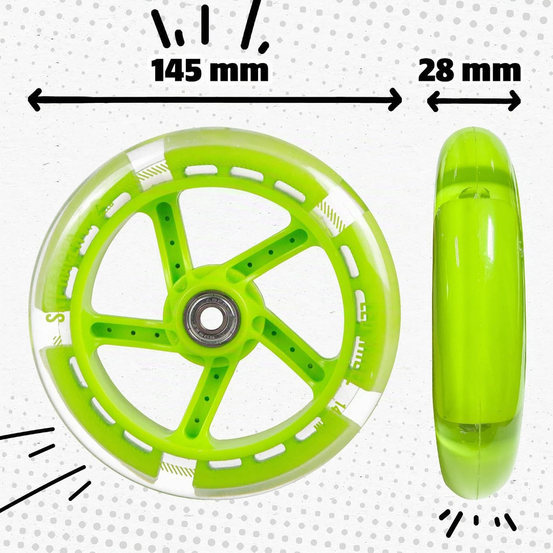 Apollo City Scooter 145mm Ersatzräderset Pro Wheels - ABEC 7 Kugellager, Roller Rad Ersatz-Räder pas