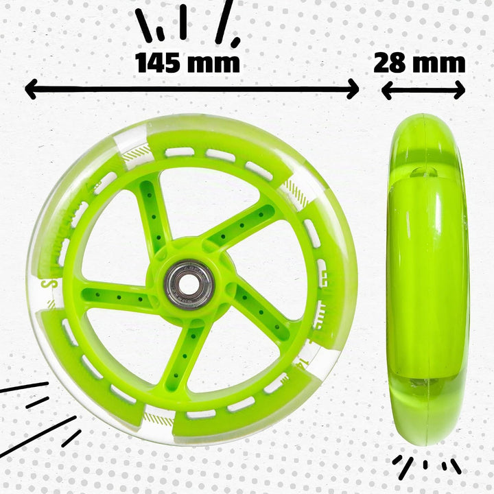 Apollo City Scooter 145mm Ersatzräderset Pro Wheels - ABEC 7 Kugellager, Roller Rad Ersatz-Räder pas