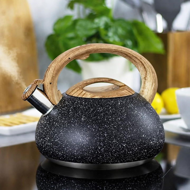 Klausberg Flötenkessel Wasserkessel 2.7L Kessel 7-Schicht Boden Schwarz KB-7279, Schwarz